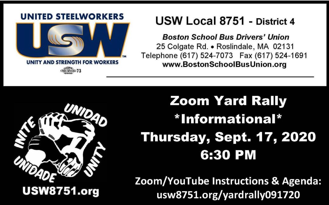 Local 8751 Zoom Yard Rally THURS > 9/17 > 6:30 PM